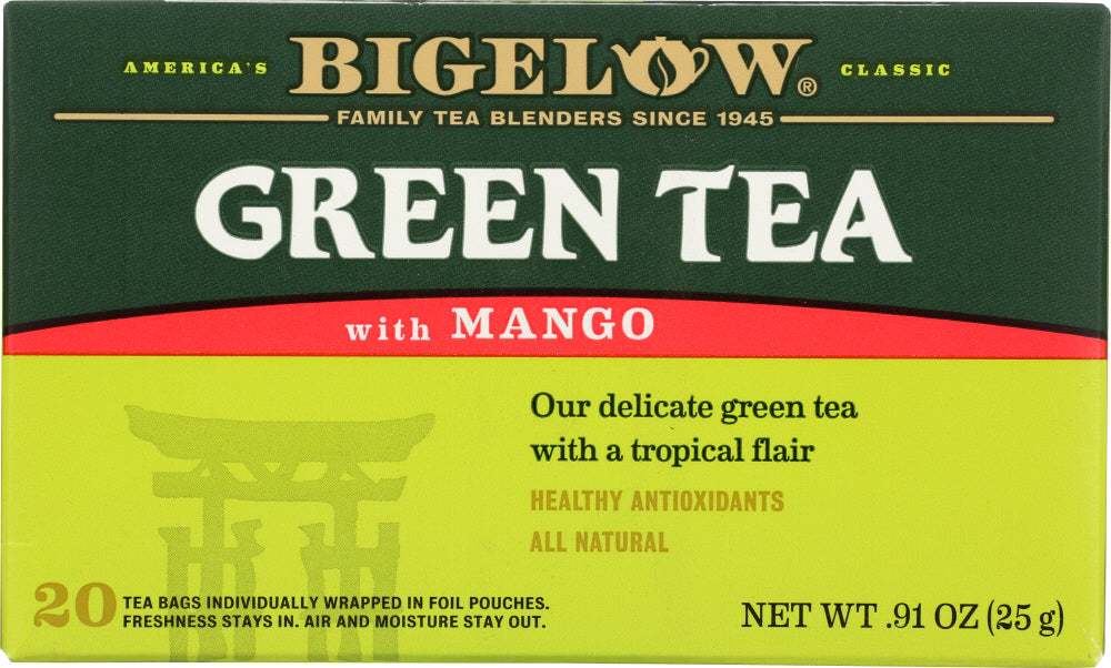 BIGELOW: Green Tea With Mango Healthy Antioxidants 20 Tea Bags, 0.91 oz - Vending Business Solutions