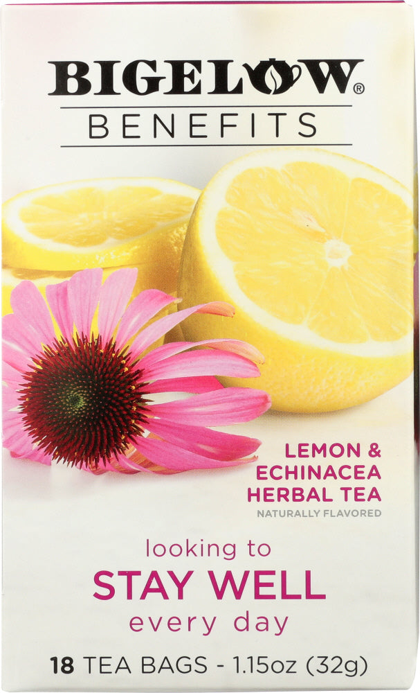 BIGELOW: Benefits Lemon and  Echinacea Herbal Tea 18 Bags, 1.15 oz - Vending Business Solutions