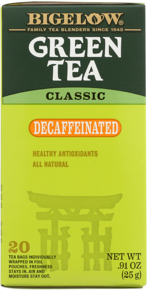 BIGELOW: Green Tea Classic Decaffeinated 20 Tea Bags, 0.91 oz - Vending Business Solutions