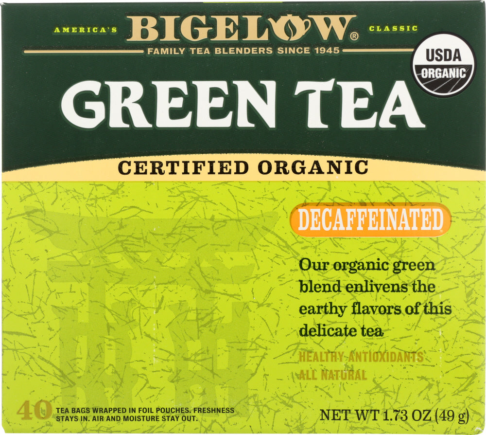 BIGELOW: Organic Green Tea Decaf 40 Bags, 1.73 oz - Vending Business Solutions