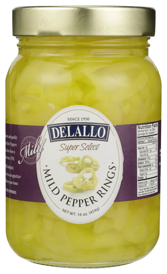 DELALLO: Mild Banana Pepper Rings, 16 oz - Vending Business Solutions