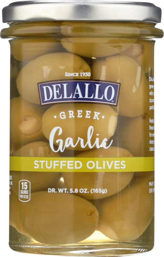 DELALLO: Garlic Stuffed Olives, 5.8 oz - Vending Business Solutions