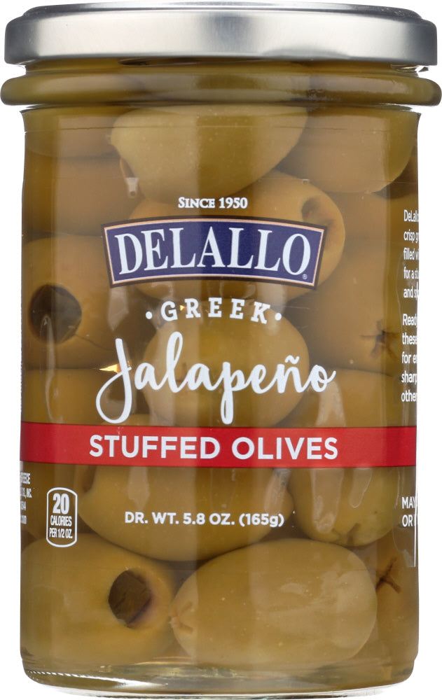 DELALLO: Jalapeno Stuffed Green Greek Olives, 5.8 oz - Vending Business Solutions