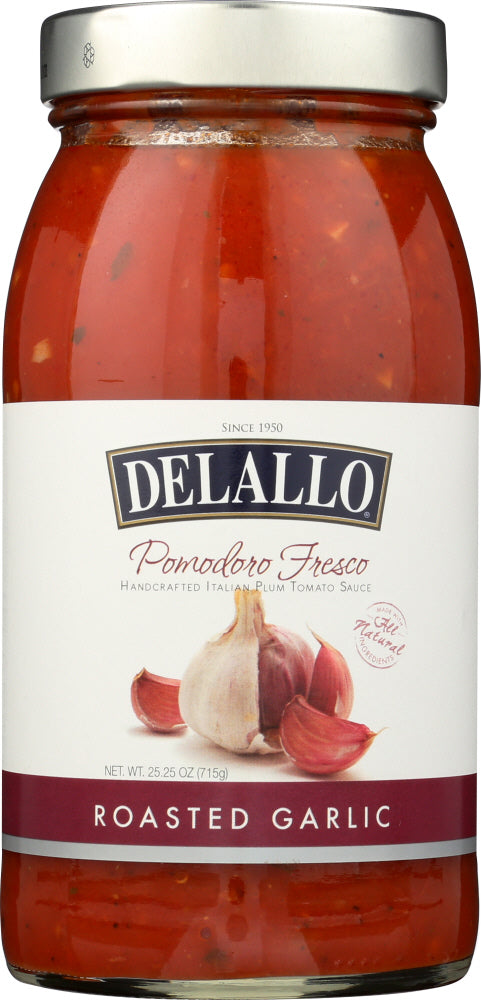 DELALLO: Sauce Garlic Roasted Pomodoro Fresco, 25.25 oz - Vending Business Solutions
