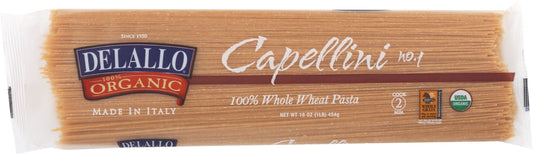 DELALLO: Organic Pasta Capellini Whole Wheat No.1, 16 oz - Vending Business Solutions