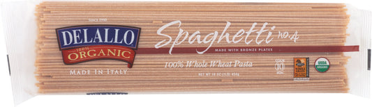 DELALLO: Organic Spaghetti Pasta Whole Wheat No.4, 16 oz - Vending Business Solutions