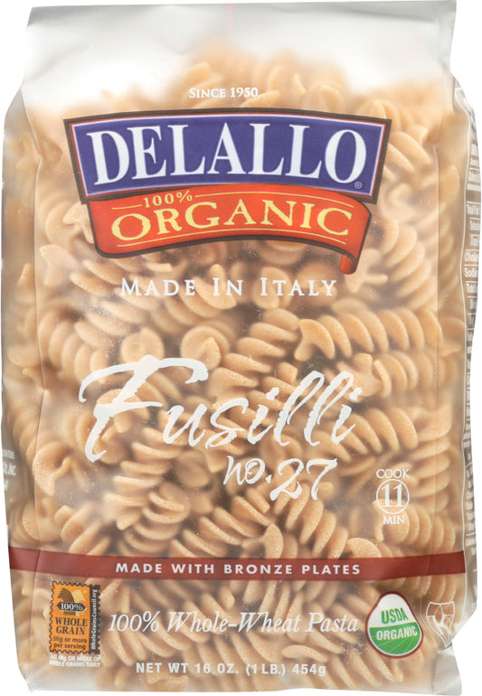 DELALLO: Organic Whole Wheat Fusilli Pasta No.27, 16 oz - Vending Business Solutions