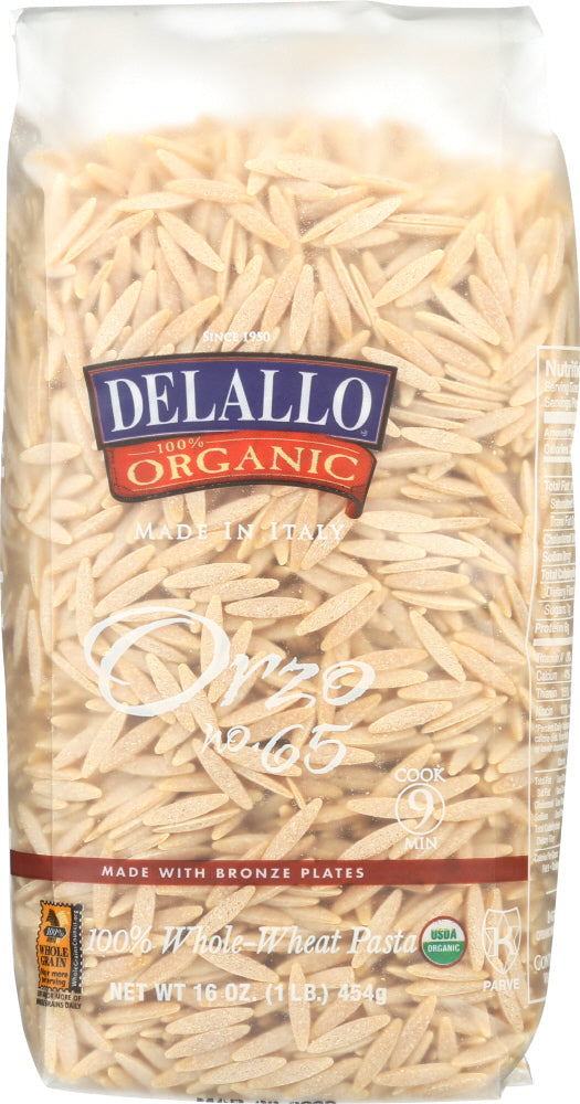 DELALLO: Orzo No. 65 100% Organic Whole Wheat Pasta, 16 oz - Vending Business Solutions