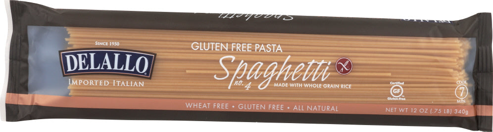 DELALLO: Gluten-Free Pasta Whole Grain Rice Spaghetti, 12 oz - Vending Business Solutions