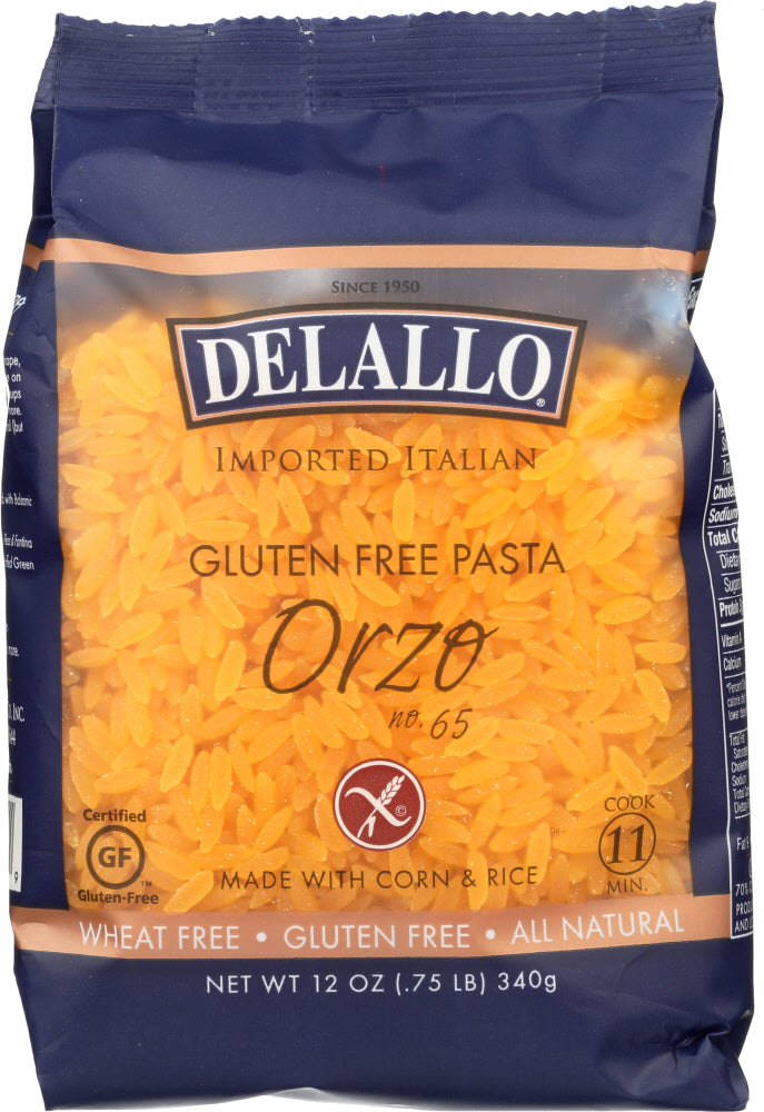 DELALLO: Gluten Free Corn & Rice Pasta Orzo No. 65, 12 oz - Vending Business Solutions
