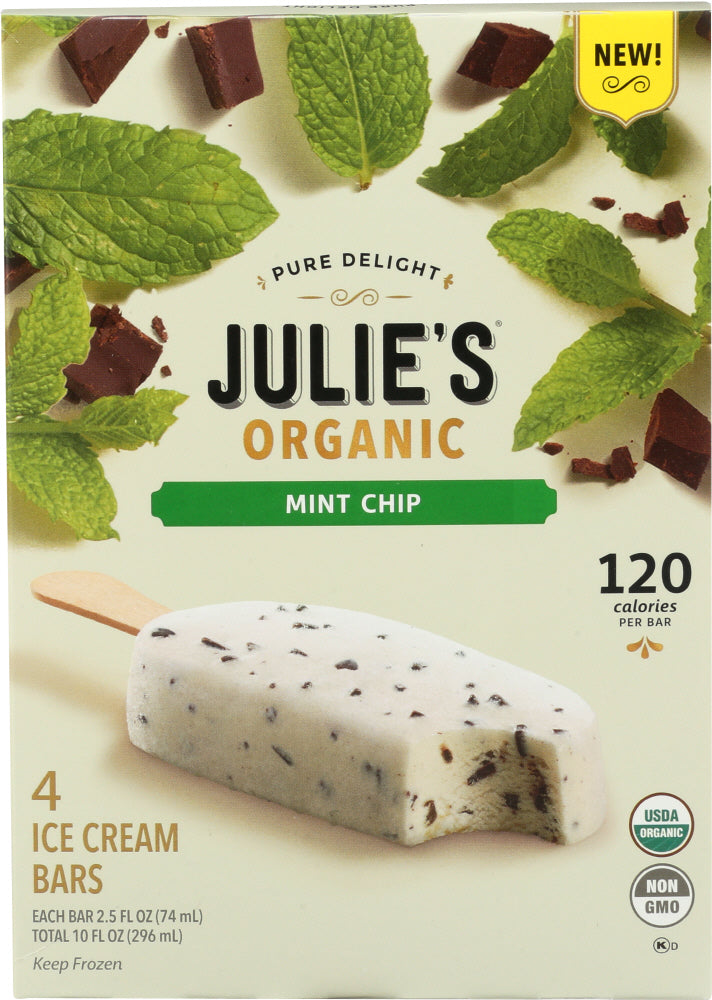 JULIES ORGANIC: Ice Cream Bar Mint Chip 4 Bars, 10 oz - Vending Business Solutions