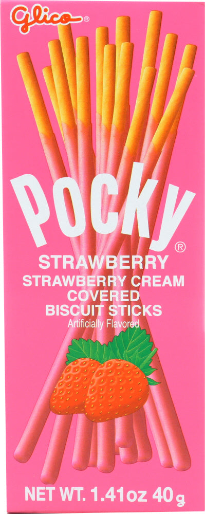GLICO: Pocky Strawberry Cream Biscuit Sticks, 1.41 oz - Vending Business Solutions