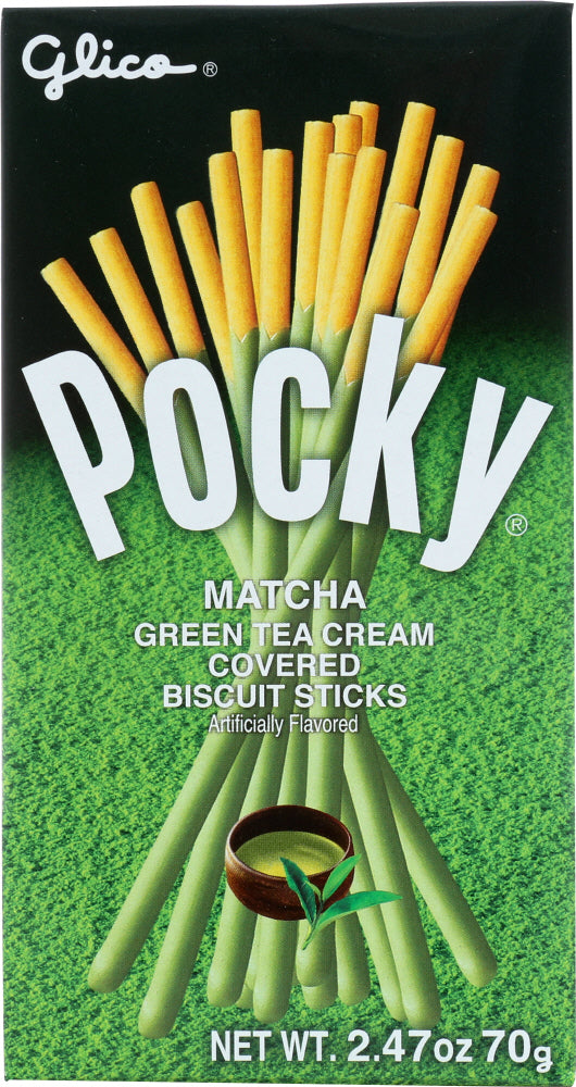 GLICO: Pocky Matcha Green Tea Cream Biscuit Sticks, 2.47 oz - Vending Business Solutions