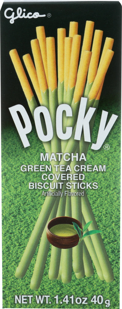 GLICO: Pocky Matcha Green Tea Cream Biscuit Sticks, 1.41 oz - Vending Business Solutions