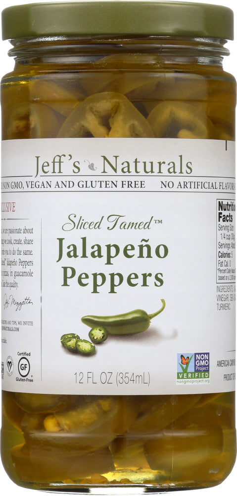 JEFF'S NATURALS: Sliced Tamed Jalapeno Peppers, 12 oz - Vending Business Solutions