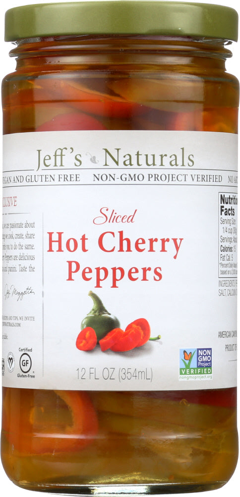 JEFF'S NATURALS: Sliced Hot Cherry Peppers, 12 oz - Vending Business Solutions