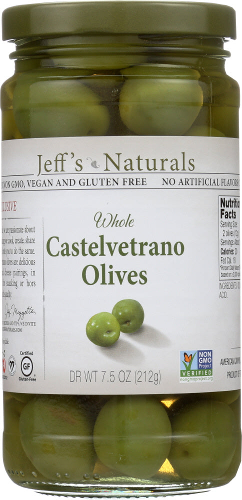 JEFF'S NATURALS: Whole Castelvetrano Olives, 7.5 oz - Vending Business Solutions