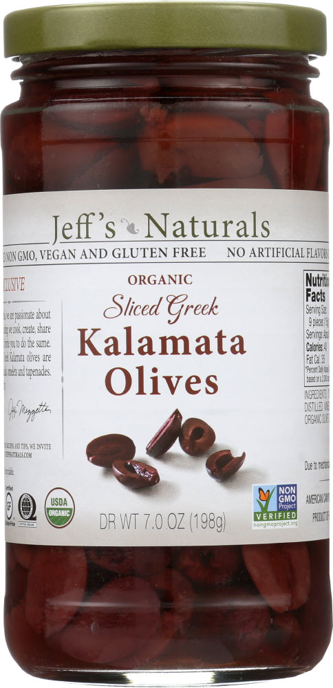 JEFF'S NATURALS: Organic Pitted Sliced Greek Kalamata Olives, 7 oz - Vending Business Solutions