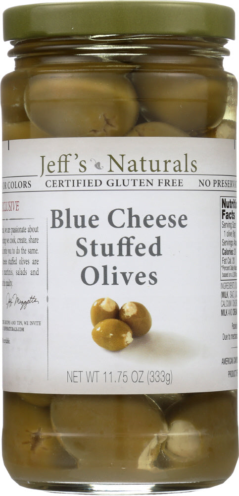 JEFF'S NATURALS: Stuffed Olives Blue Cheese, 11.75 oz - Vending Business Solutions