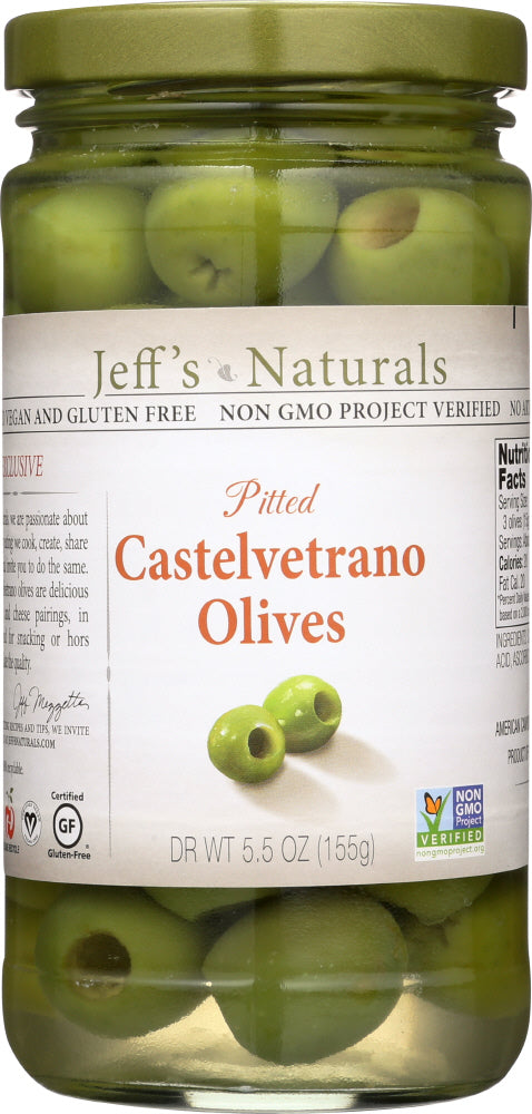 JEFFS NATURALS: Pitted Castelvetrano Olives, 5.5 oz - Vending Business Solutions