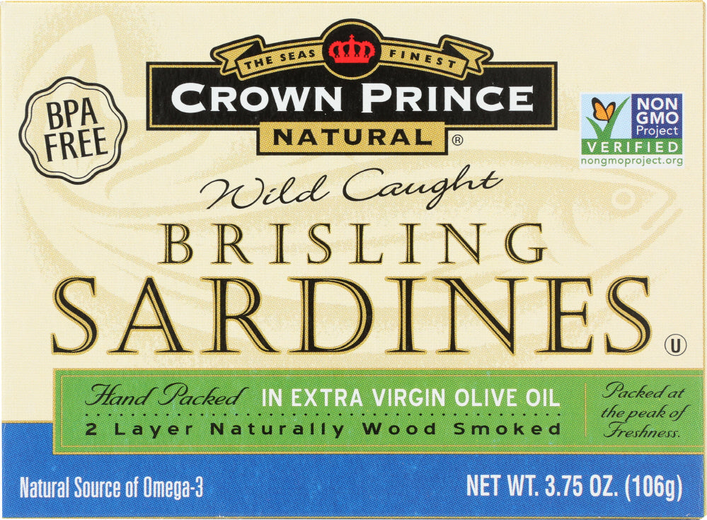 CROWN PRINCE: Brisling Sardines In Extra Virgin Olive Oil, 3.75 oz - Vending Business Solutions