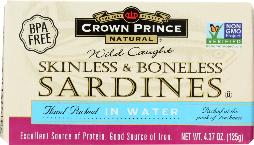 CROWN PRINCE: Skinless & Boneless Sardines In Water, 4.37 oz - Vending Business Solutions