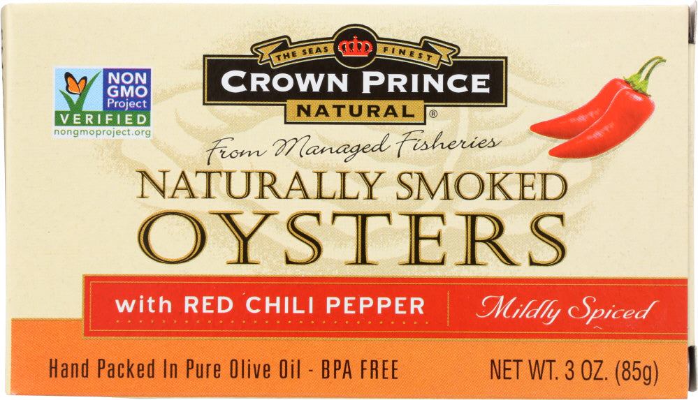 CROWN PRINCE: Smoked Oysters with Red Chili Pepper, 3 oz - Vending Business Solutions