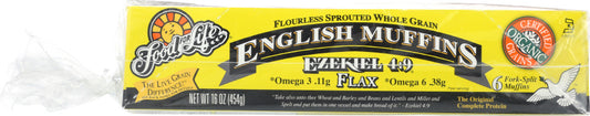 FOOD FOR LIFE: English Muffins Flax Ezekiel 4:9, 16 oz - Vending Business Solutions