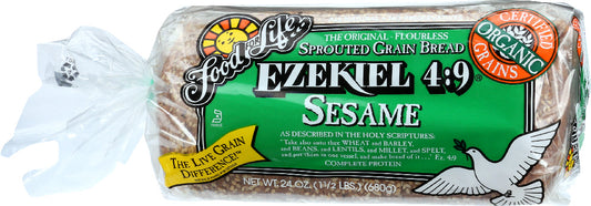 FOOD FOR LIFE: Ezekiel 4:9 Sesame Sprouted Grain Bread, 24 oz - Vending Business Solutions