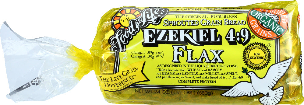 FOOD FOR LIFE: Ezekiel 4:9 Flax Sprouted Grain Bread, 24 oz - Vending Business Solutions