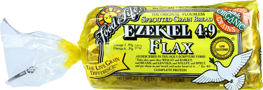 FOOD FOR LIFE: Ezekiel 4:9 Flax Sprouted Grain Bread, 24 oz - Vending Business Solutions
