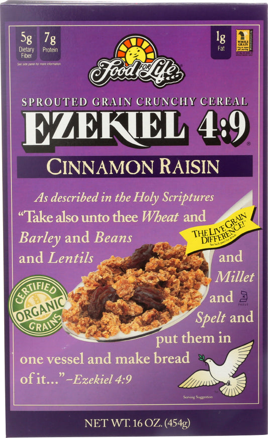 FOOD FOR LIFE: Ezekiel 4:9 Sprouted Grain Cereal Cinnamon Raisin, 16 oz - Vending Business Solutions