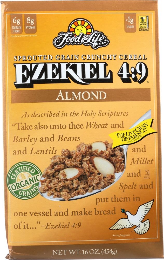 FOOD FOR LIFE: Ezekiel 4:9 Sprouted Grain Cereal Almond, 16 oz - Vending Business Solutions