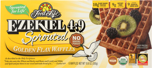 FOOD FOR LIFE: Ezekiel 4:9 Sprouted Golden Flax Waffles, 10.60 oz - Vending Business Solutions