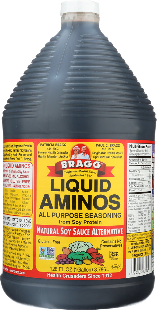 BRAGG: Liquid Aminos All Purpose Seasoning Natural Soy Sauce Alternative, 1 gallon - Vending Business Solutions