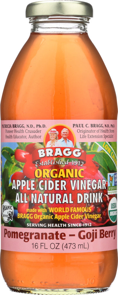 BRAGG: Organic Apple Cider Vinegar All Natural Drink Pomegranate Goji Berry, 16 oz - Vending Business Solutions
