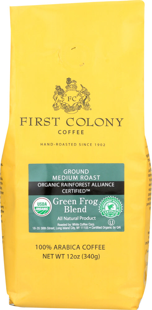 FIRST COLONY: Rainforest Blend Green Frog Coffee, 12 oz - Vending Business Solutions