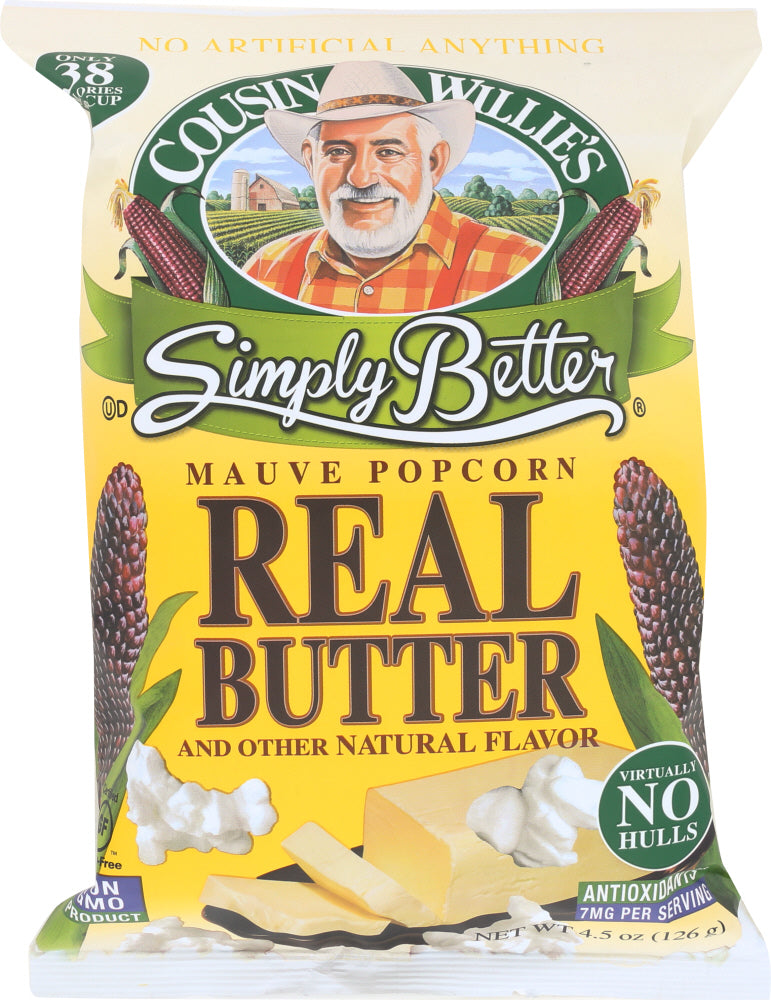 COUSIN WILLIES SIMPLY BETTER: Popcorn Real Butter, 4.5 oz - Vending Business Solutions