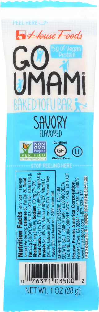 HOUSE FOODS: Go Umami Baked Tofu Bar Savory, 1 oz - Vending Business Solutions