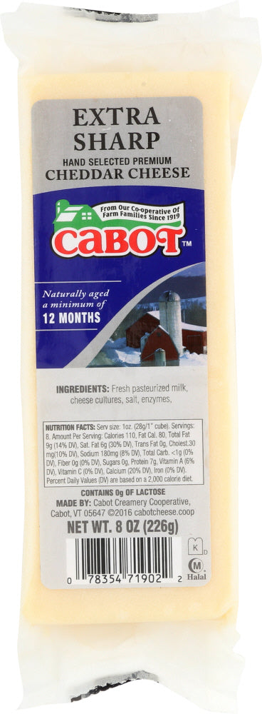 CABOT: Cheese Cheddar Deli White Extra Sharp, 8 oz - Vending Business Solutions