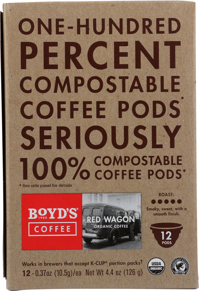 BOYDS: Organic Red Wagon Coffee Single Cups, 12 pcs - Vending Business Solutions