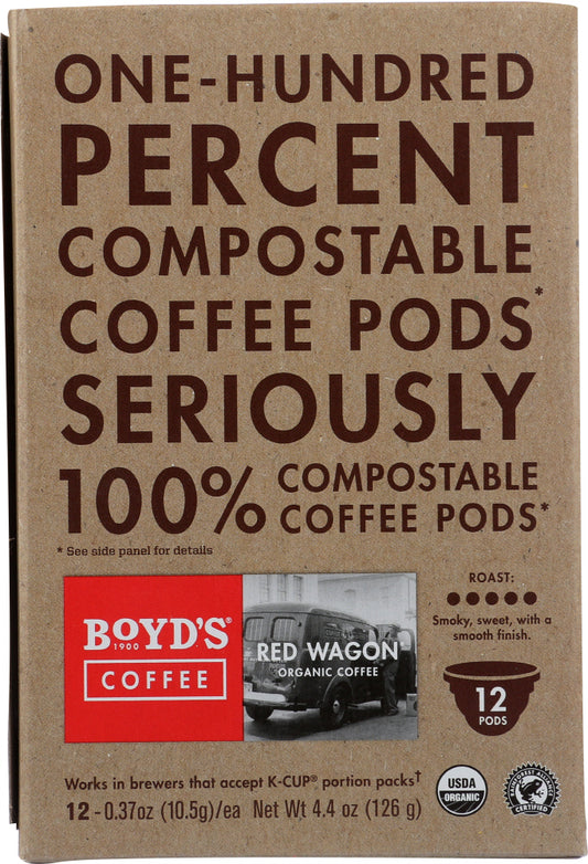 BOYDS: Organic Red Wagon Coffee Single Cups, 12 pcs - Vending Business Solutions