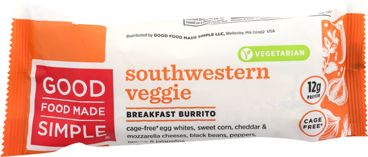 GOOD FOOD MADE SIMPLE: Southwestern Veggie Egg White Breakfast Burrito, 5 oz - Vending Business Solutions