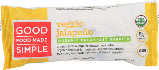 GOOD FOOD MADE SIMPLE: Burrito Veggie Jalapeno Organic, 5 oz - Vending Business Solutions