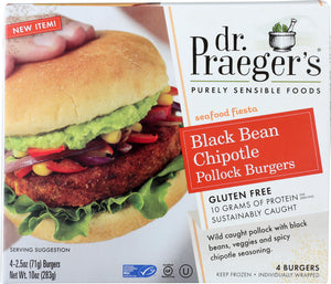 DR PRAEGER: Black Bean Chipotle Pollock Burger, 10 oz - Vending Business Solutions