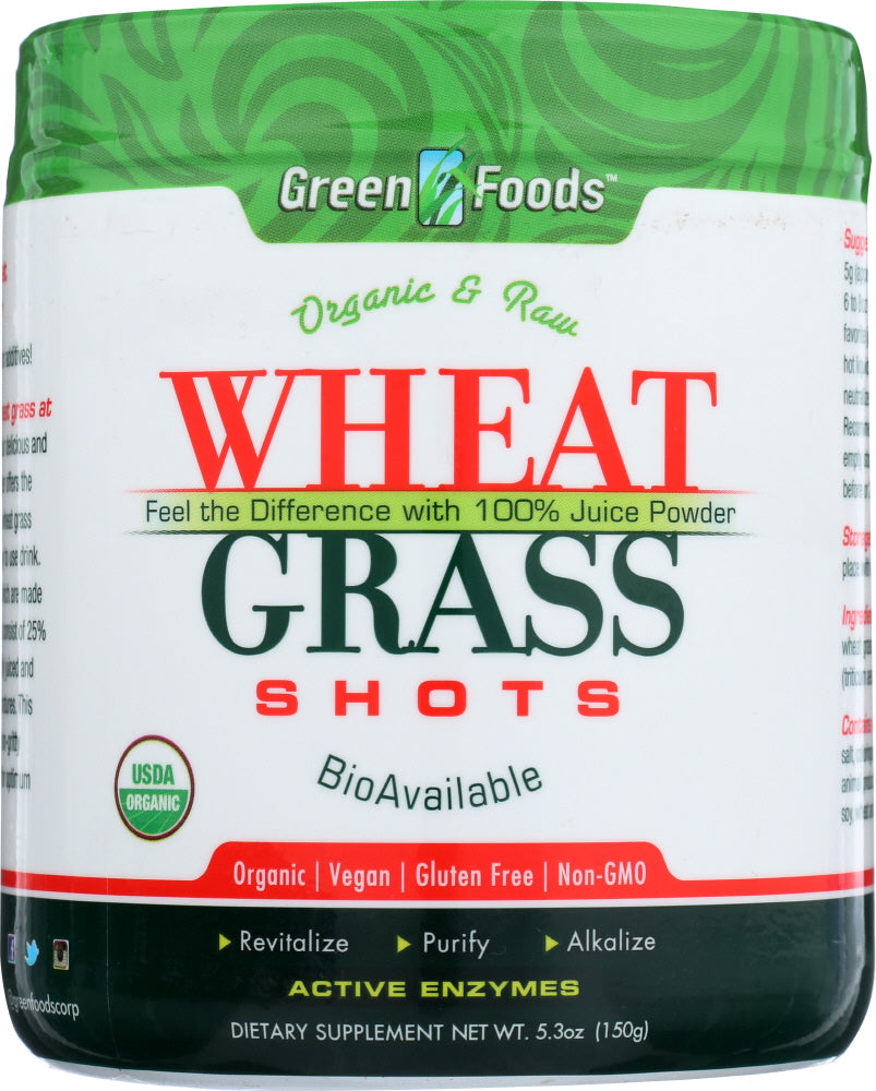 GREEN FOODS: Organic and Raw Wheat Grass Shots 30 Servings, 5.3 oz - Vending Business Solutions