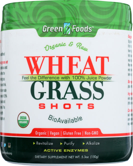 GREEN FOODS: Organic and Raw Wheat Grass Shots 30 Servings, 5.3 oz - Vending Business Solutions