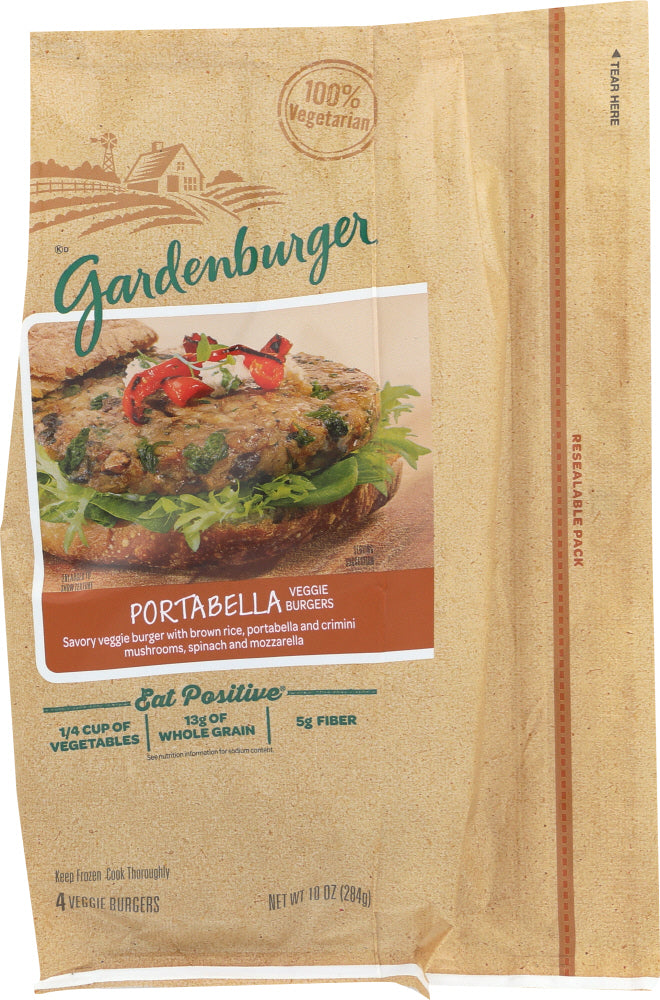 GARDENBURGER: Frozen Portabella Veggie Burgers, 10 oz - Vending Business Solutions