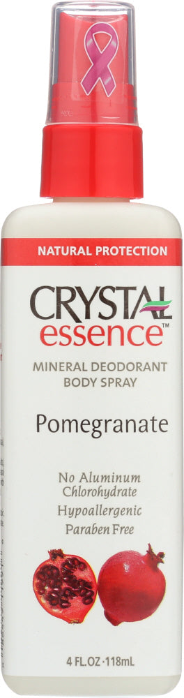 CRYSTAL ESSENCE: Mineral Deodorant Body Spray Pomegranate, 4 oz - Vending Business Solutions