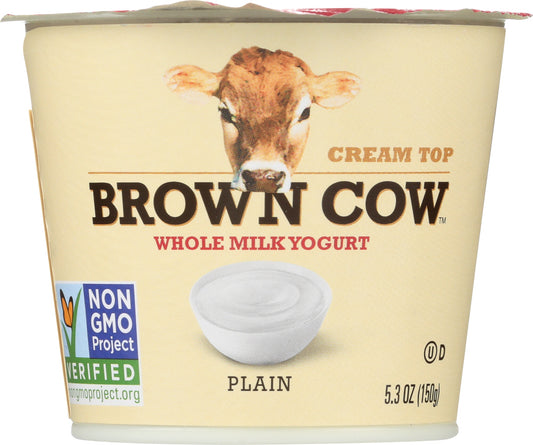 BROWN COW: Yogurt Plain Smooth and Creamy Cream Top, 5.3 oz - Vending Business Solutions